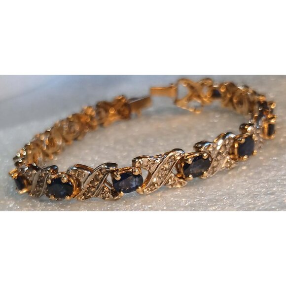Sapphire Diamond 14k Yellow Gold Heirloom Bracelet - Picture 1 of 10
